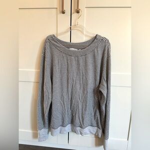 Athleta Blue and White Striped Long Sleeve Top Size XL Coastal Casual Comfy